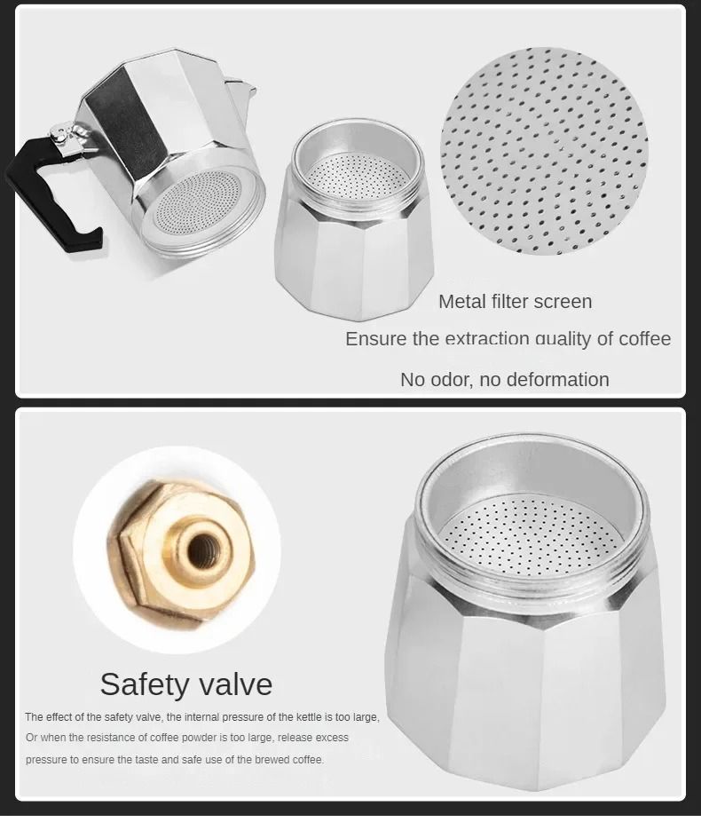 Italian Aluminum Mocha Coffee Pot Portable Espresso Maker for Home or Travel