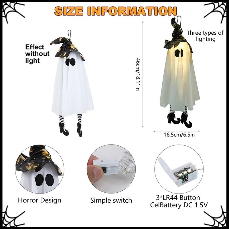 Halloween LED Light Up Witch Ghost Hanging Decoration