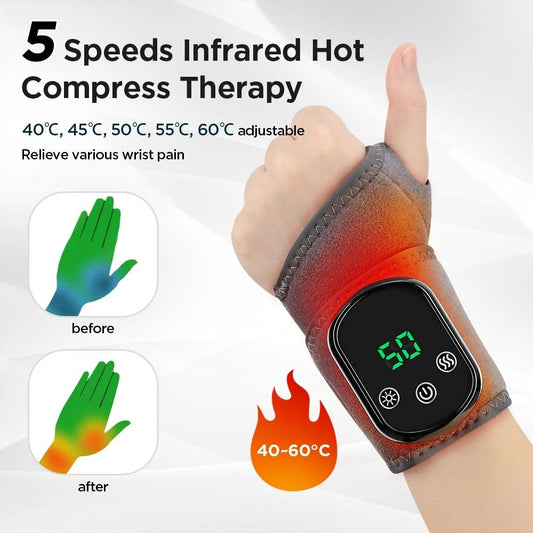 2 in 1 Heating Wrist Guard with Vibration Massage USB Adjustable Hot Compress Wristband