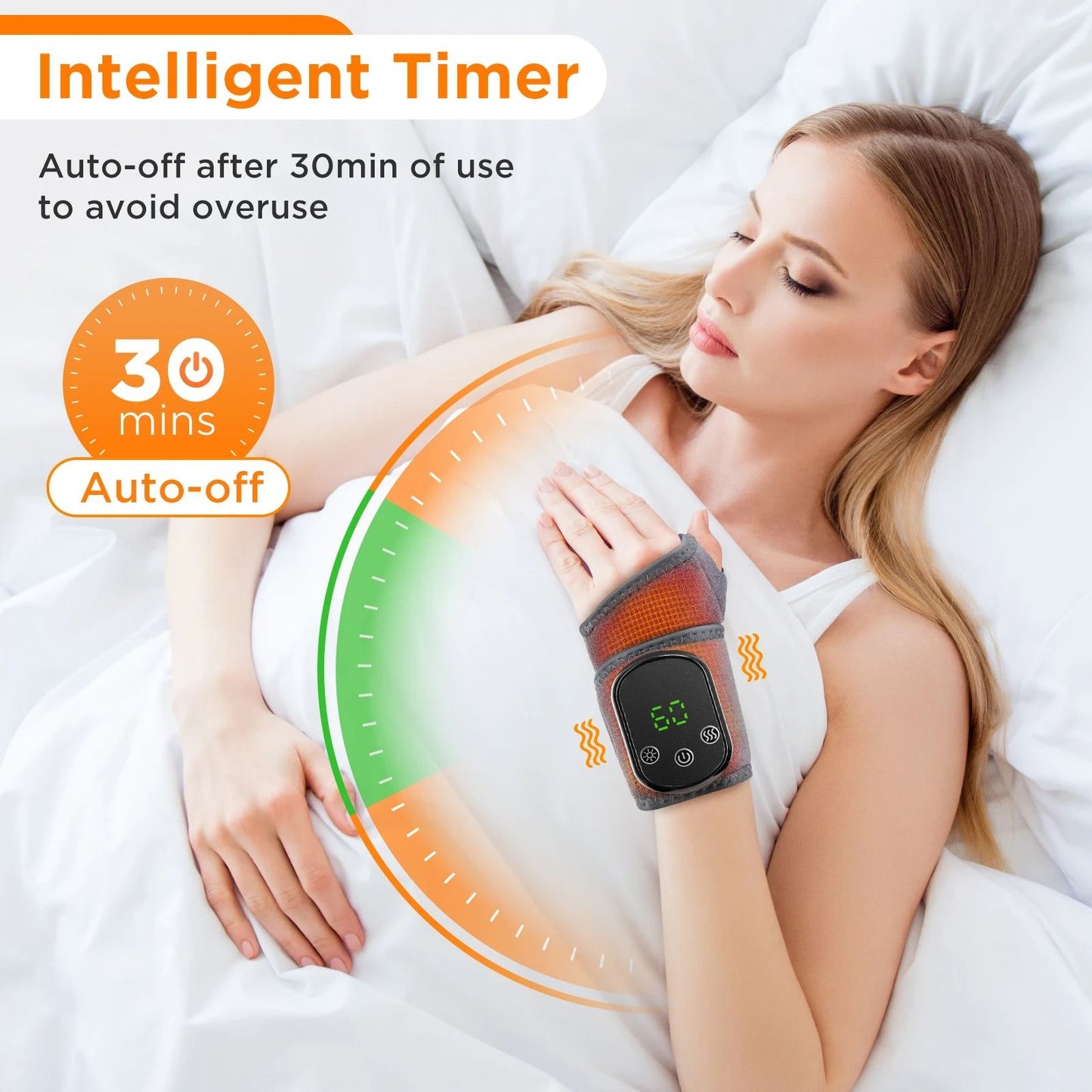 2 in 1 Heating Wrist Guard with Vibration Massage USB Adjustable Hot Compress Wristband