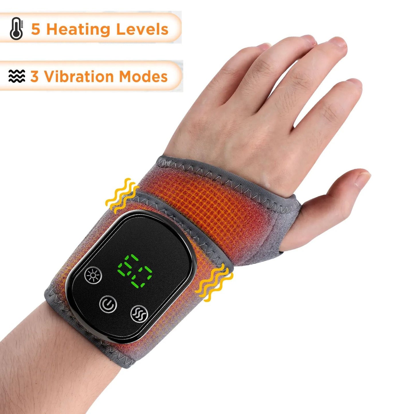 2 in 1 Heating Wrist Guard with Vibration Massage USB Adjustable Hot Compress Wristband