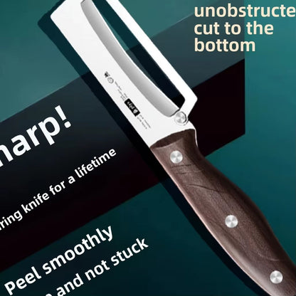 Stainless Steel Fruit & Vegetable Peeler with Wooden Handle – Durable Precision Peeling Tool