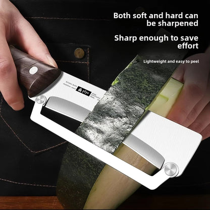 Stainless Steel Fruit & Vegetable Peeler with Wooden Handle – Durable Precision Peeling Tool