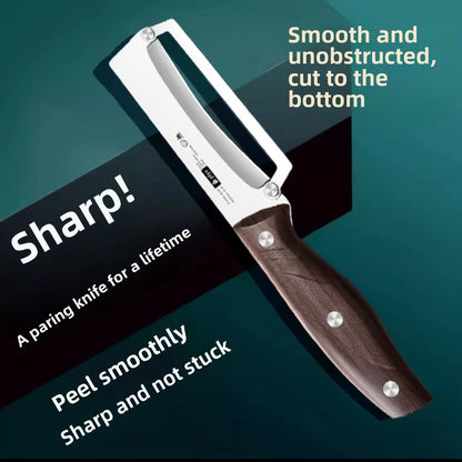 Stainless Steel Fruit & Vegetable Peeler with Wooden Handle – Durable Precision Peeling Tool