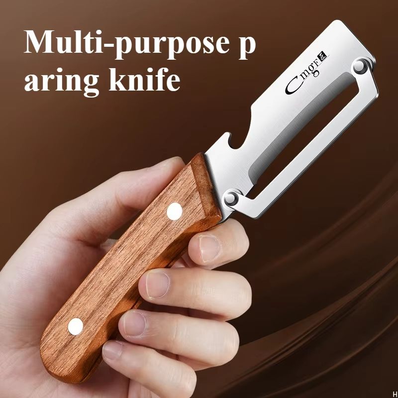 Stainless Steel Fruit & Vegetable Peeler with Wooden Handle – Durable Precision Peeling Tool
