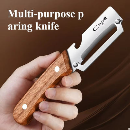 Stainless Steel Fruit & Vegetable Peeler with Wooden Handle – Durable Precision Peeling Tool