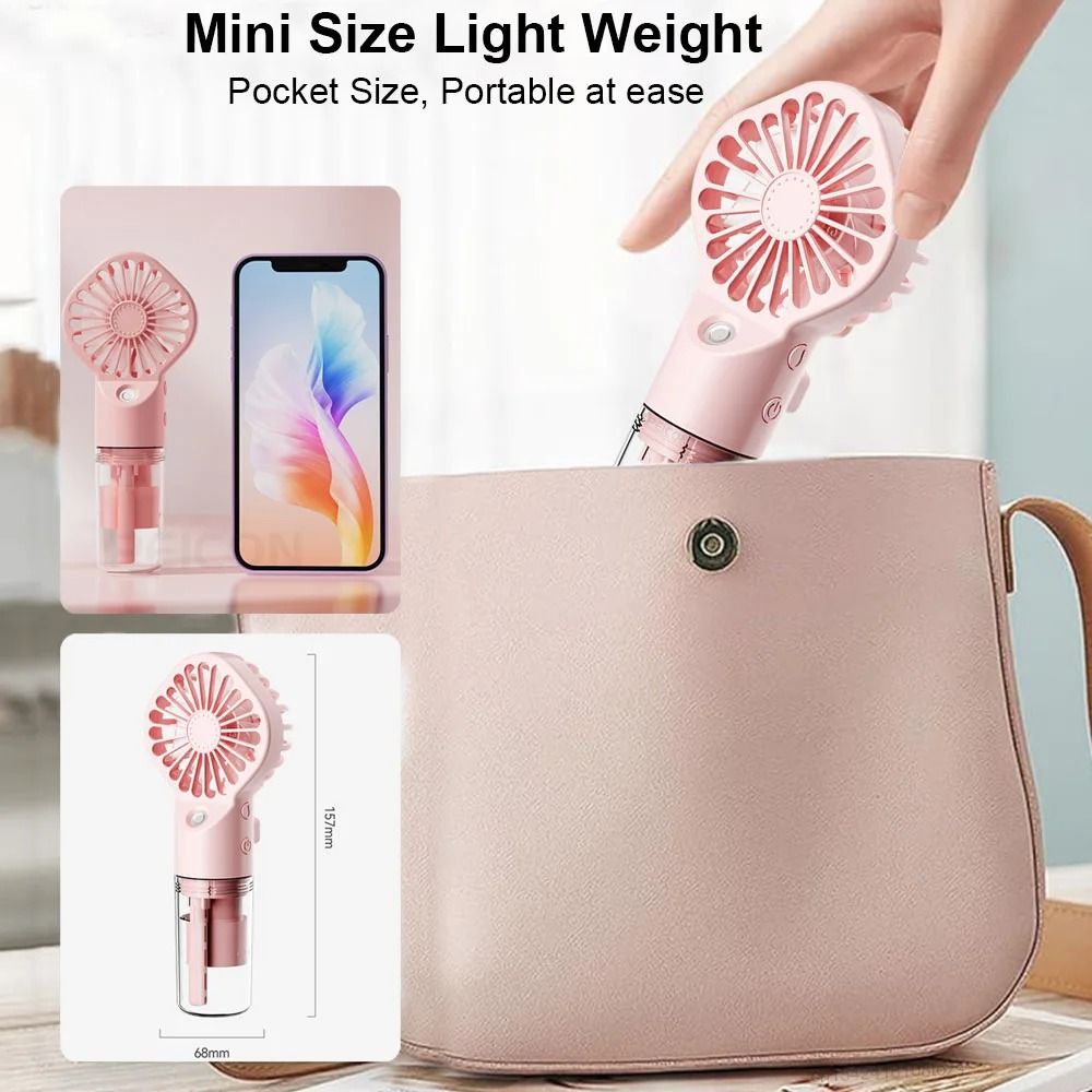 Portable Humidifier Fan Mini Handheld Mist Fan USB Rechargeable