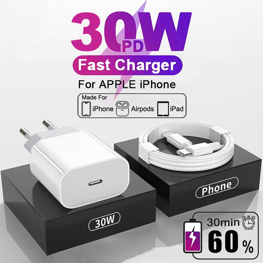 Quick Charger For iPhone, For Apple Original 30W Type C Charger, Mini Fast Chargin cables