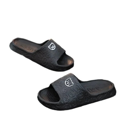 EVA Womens Slippers, Cute Bear Decoration, Lightweight Non-Slip Flat Slippers for Bathroom & Home Use, Ultra Soft