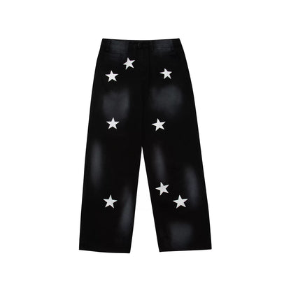 Women's Y2K Wide Leg Jeans, High Waisted Baggy Vintage Chic, Harajuku Streetwear, Unisex Casual All-Match Denim
