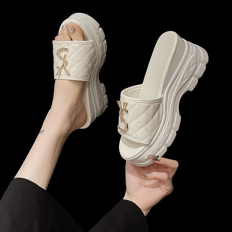 Designer Women Sandals, Summer Platform Slippers with Fashion Letters, Non-Slip Casual Ladies Shoes Sandal