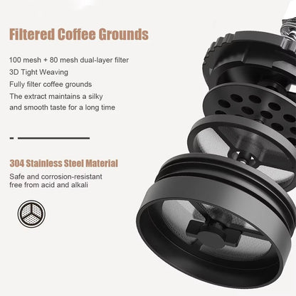 Double-Walled Stainless Steel French Press Coffee Maker – 2-Layer Filter Vacuum Insulated Brewer for Home,