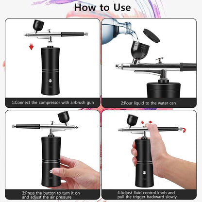 Portable Cordless Airbrush Kit with Compressor for Nail Art