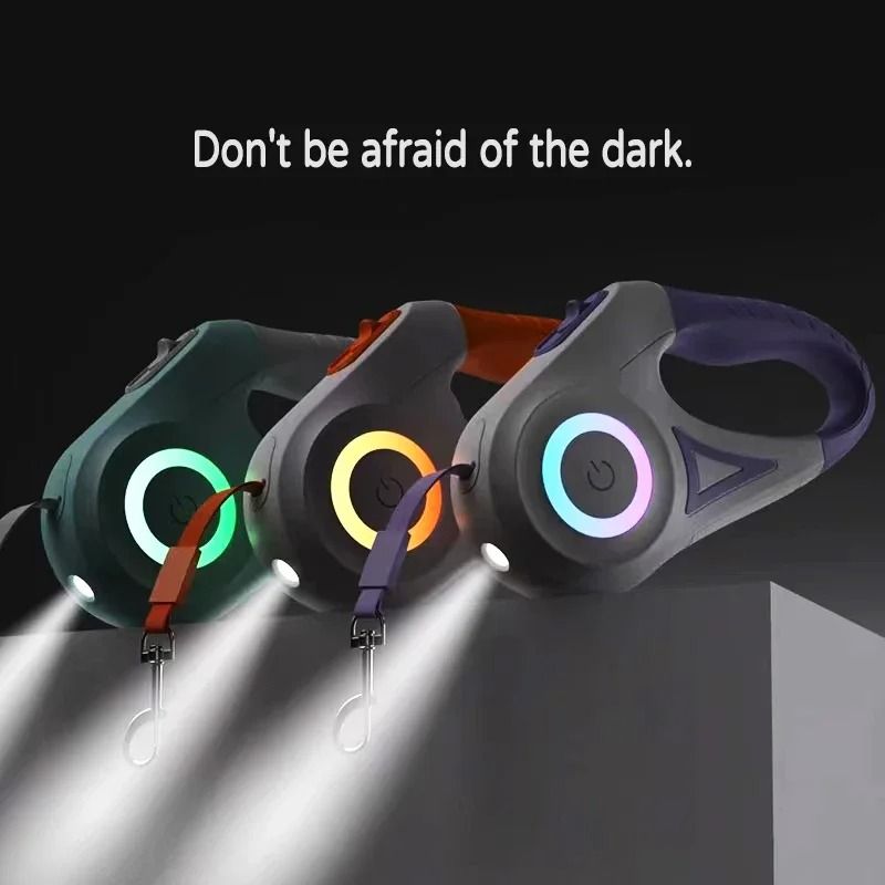 LED Retractable Pet Leash With Light For Dogs And Cats