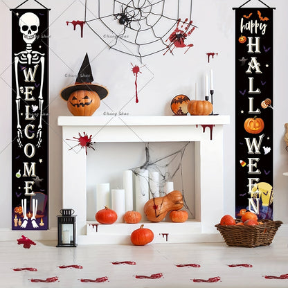 Halloween Hanging Door Curtain Banner, Pumpkin Ghost Decorations, Trick or Treat Party Supplies