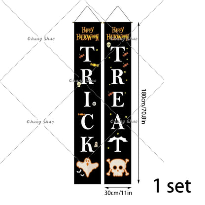 Halloween Hanging Door Curtain Banner, Pumpkin Ghost Decorations, Trick or Treat Party Supplies