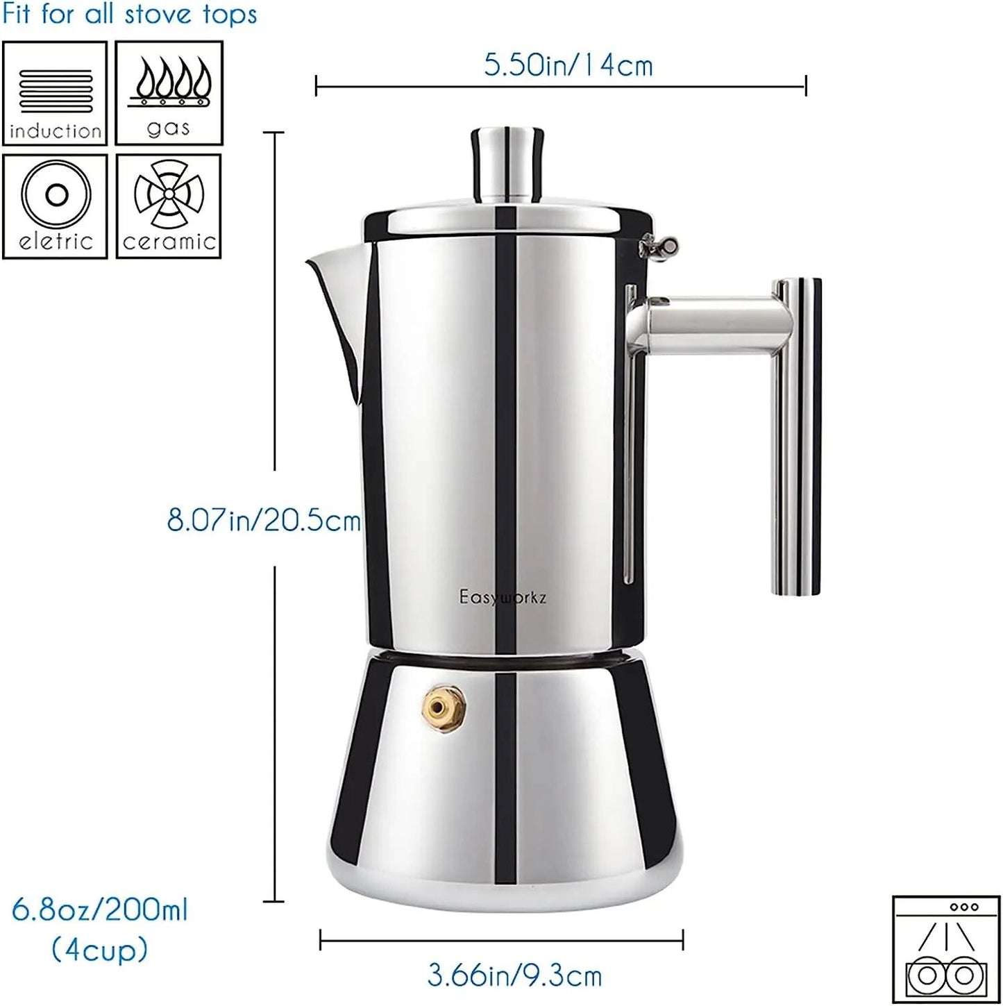 Stainless Steel Stovetop Espresso Maker For Rich Italian Coffee