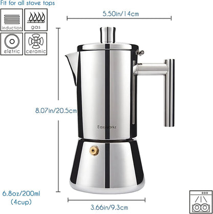 Stainless Steel Stovetop Espresso Maker For Rich Italian Coffee
