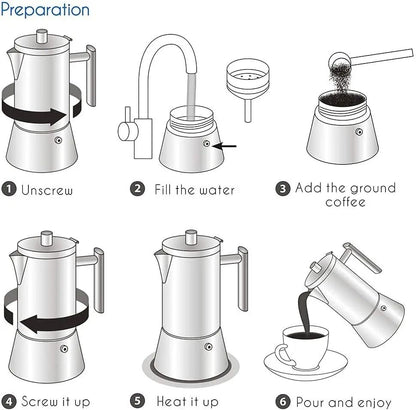 Stainless Steel Stovetop Espresso Maker For Rich Italian Coffee
