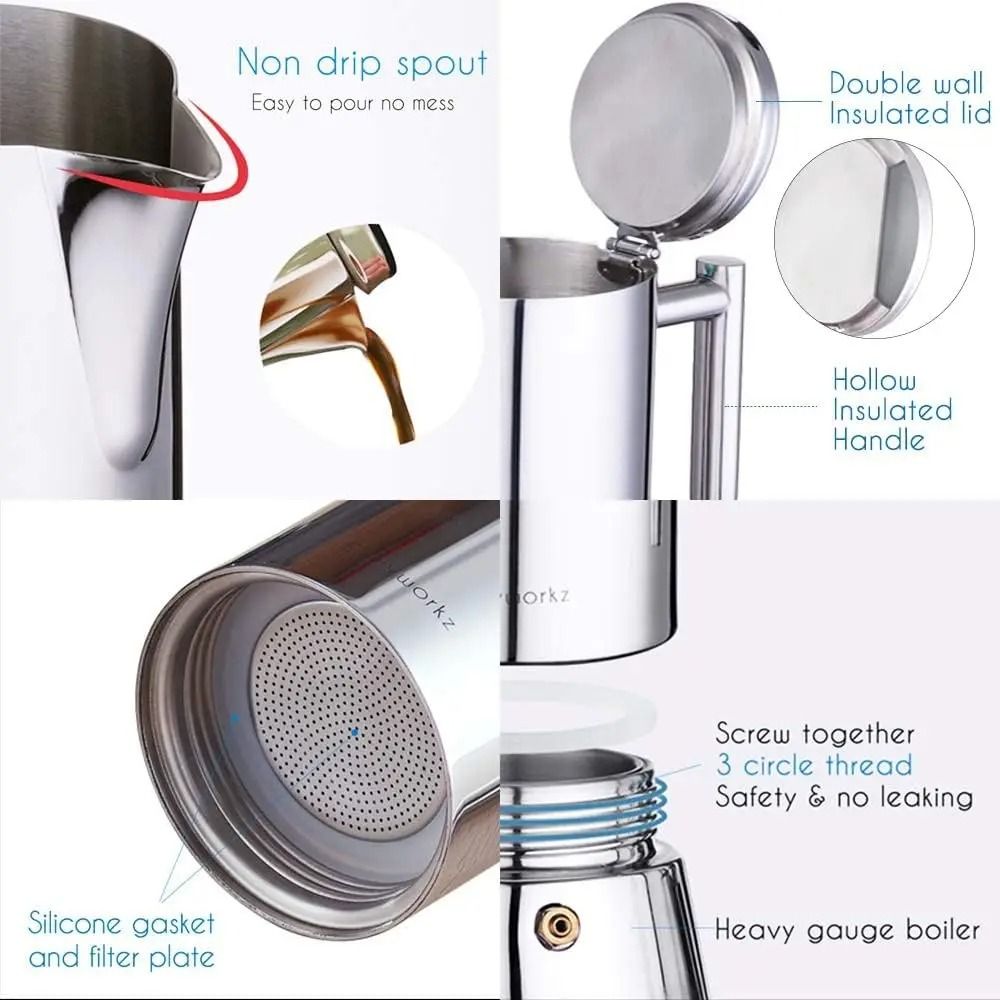 Stainless Steel Stovetop Espresso Maker For Rich Italian Coffee