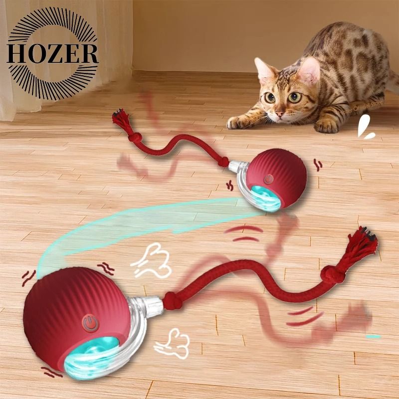 Cat Interactive Rolling Ball Toy Faux Tail Rechargeable