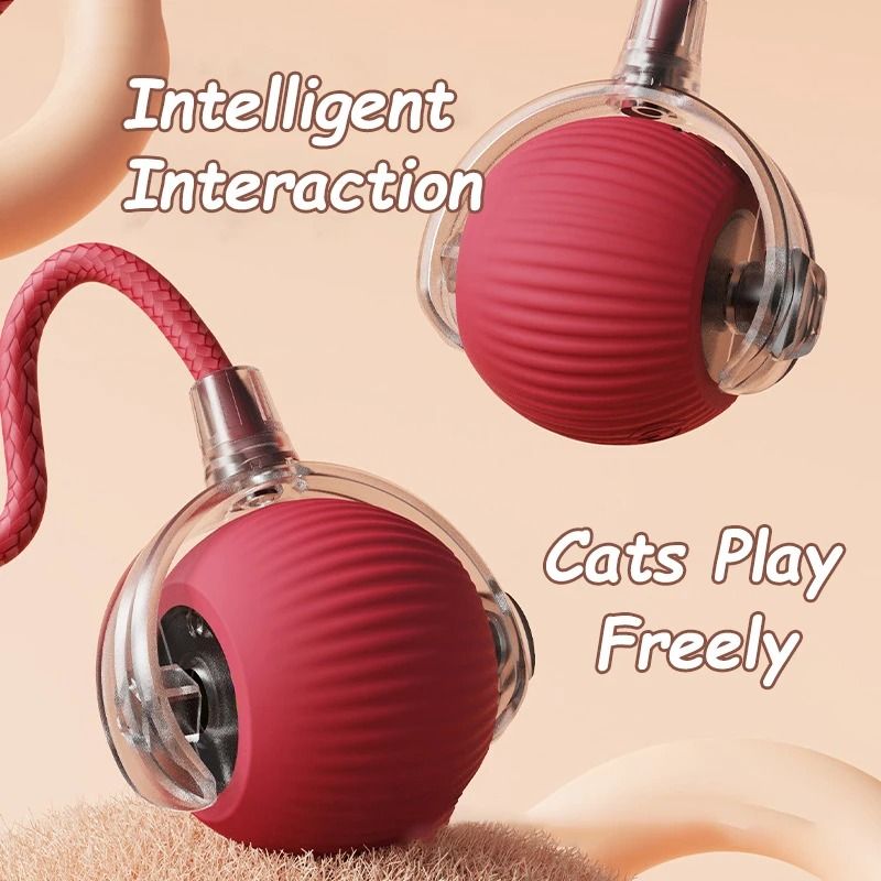 Cat Interactive Rolling Ball Toy Faux Tail Rechargeable