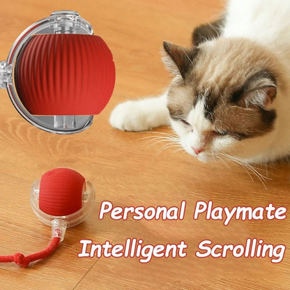 Cat Interactive Rolling Ball Toy Faux Tail Rechargeable