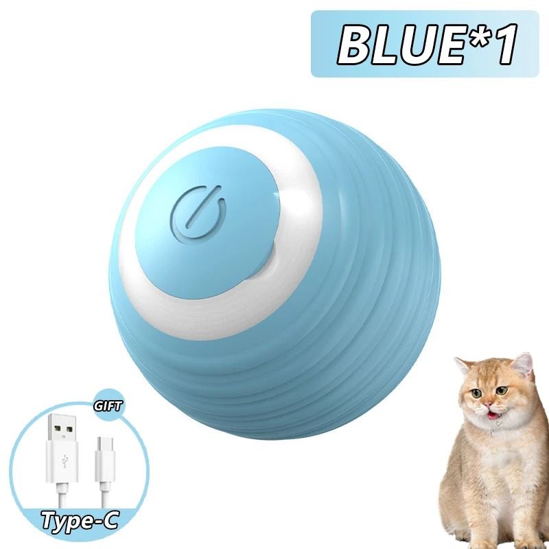 Cat Interactive Rolling Ball Toy Faux Tail Rechargeable
