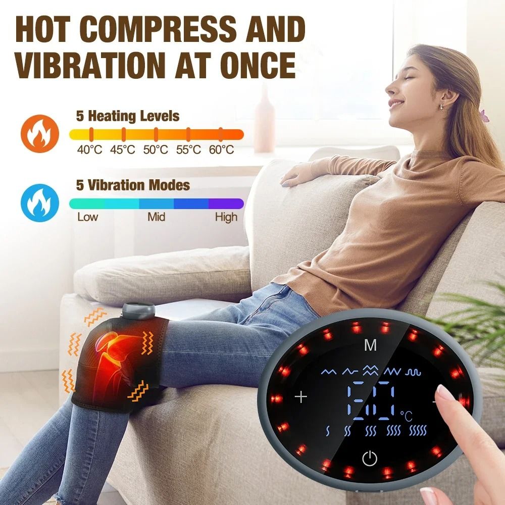 5-Gear Electric Heating Knee Massager With Vibration And Hot Compress