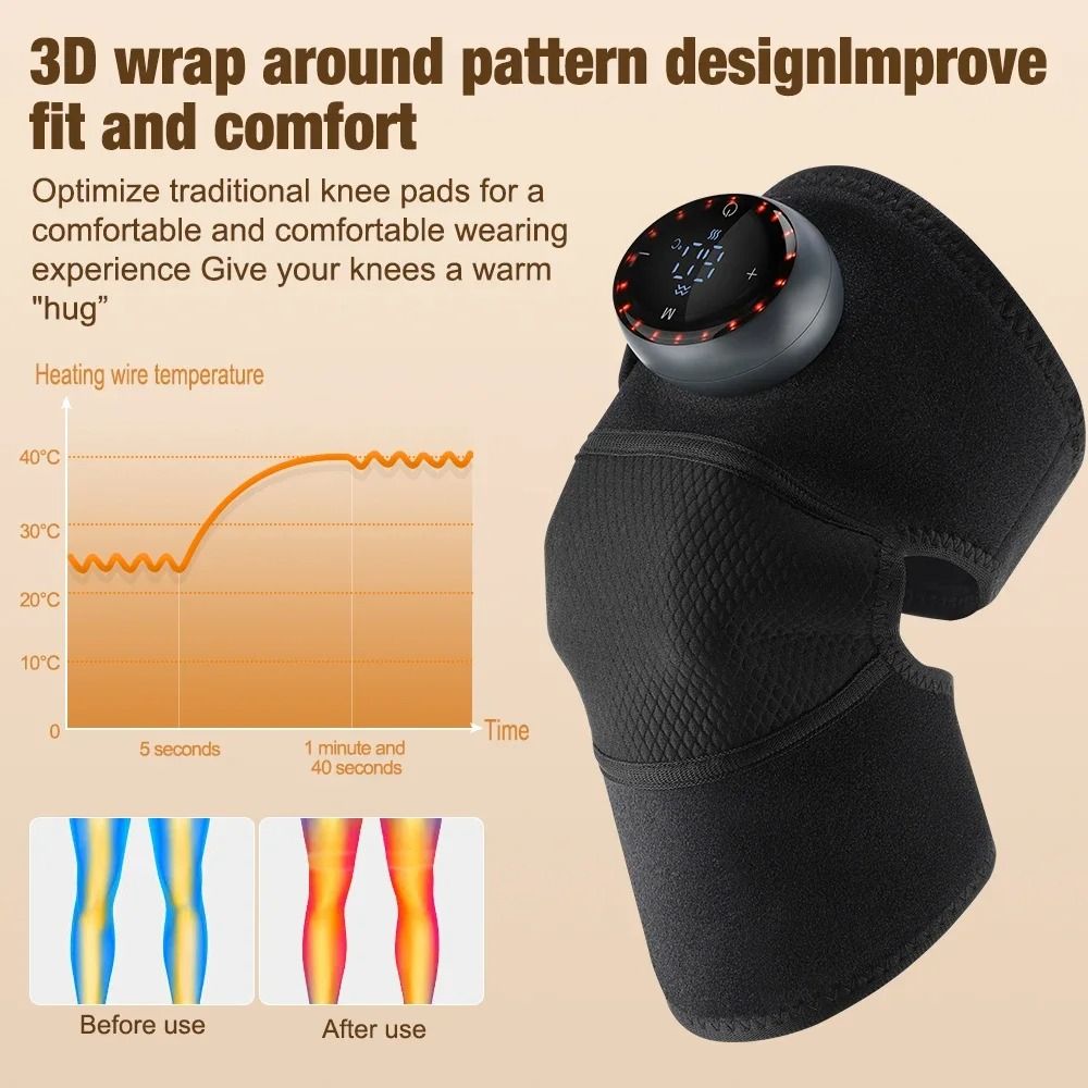 5-Gear Electric Heating Knee Massager With Vibration And Hot Compress