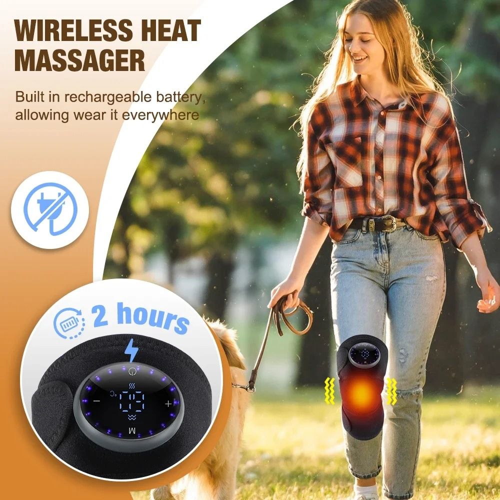 5-Gear Electric Heating Knee Massager With Vibration And Hot Compress