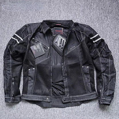Mens Breathable Mesh Motorcycle Jacket With Protective Padding