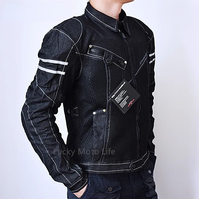 Mens Breathable Mesh Motorcycle Jacket With Protective Padding