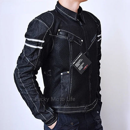 Mens Breathable Mesh Motorcycle Jacket With Protective Padding