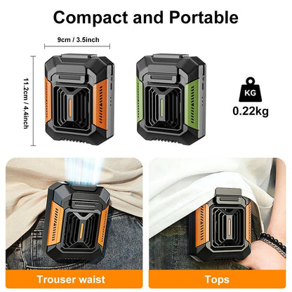 Waist Clip & Hanging Neck Portable Fan USB Rechargeable with LED Light