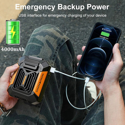 Waist Clip & Hanging Neck Portable Fan USB Rechargeable with LED Light