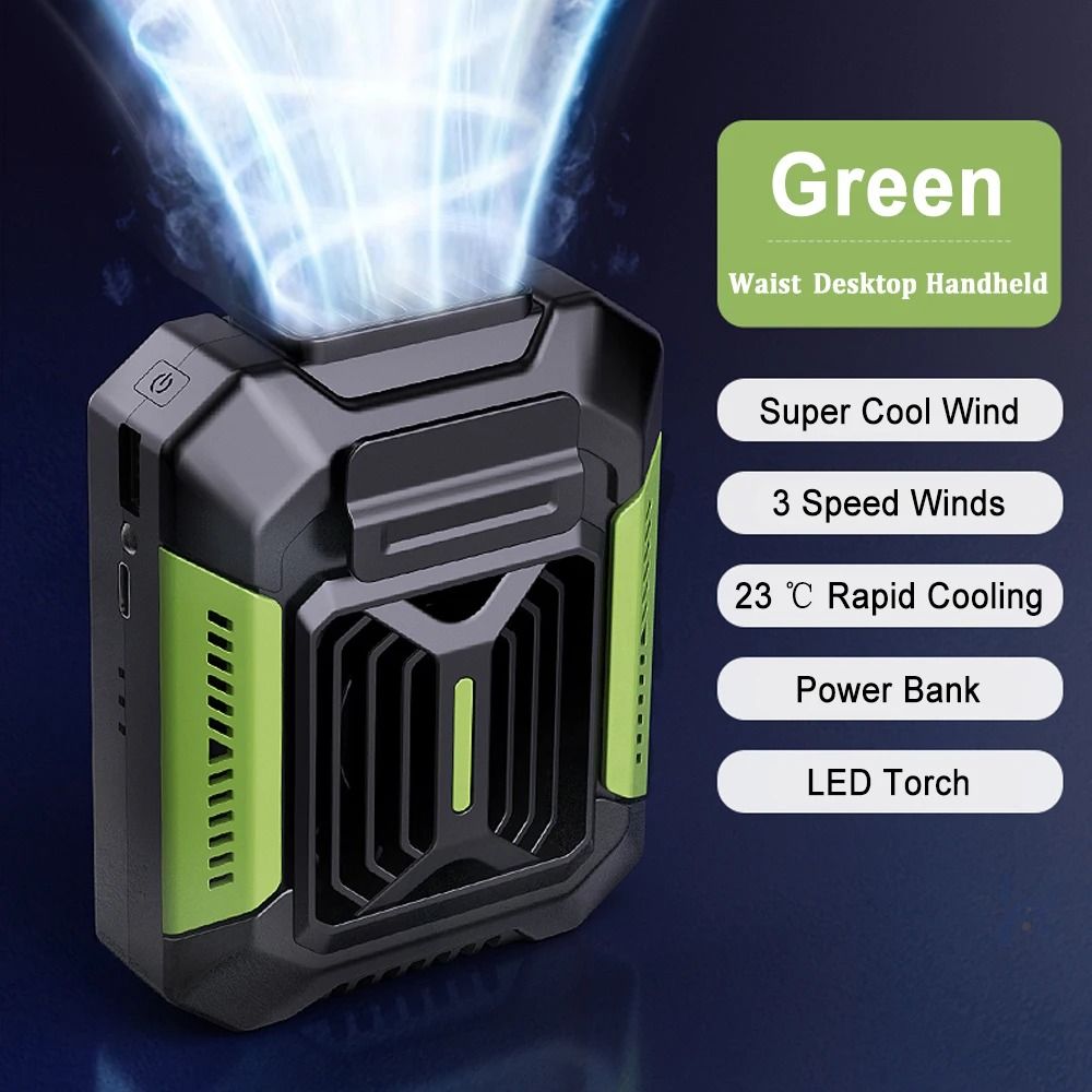 Waist Clip & Hanging Neck Portable Fan USB Rechargeable with LED Light