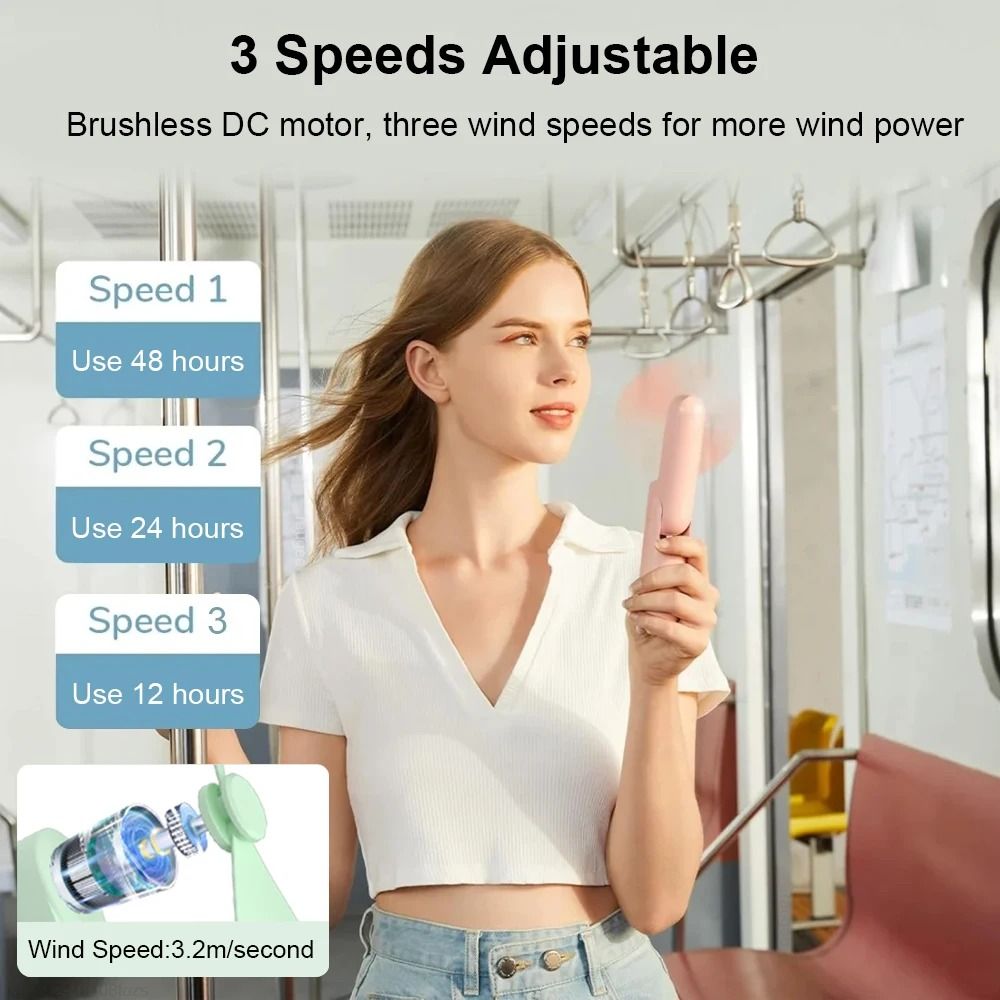 Portable USB Rechargeable Foldable Mini Handheld Fan with Power Bank