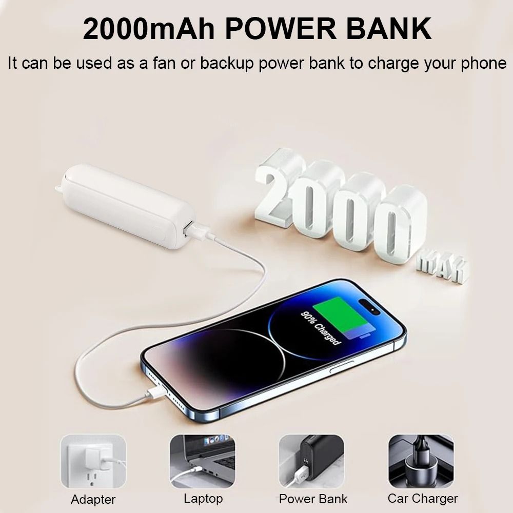 Portable USB Rechargeable Foldable Mini Handheld Fan with Power Bank