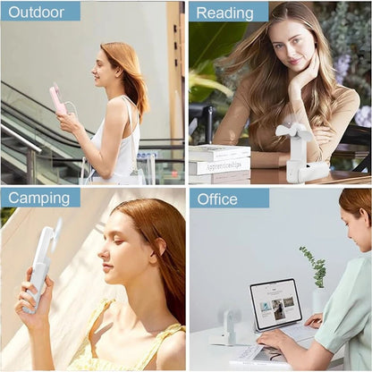 Portable USB Rechargeable Foldable Mini Handheld Fan with Power Bank