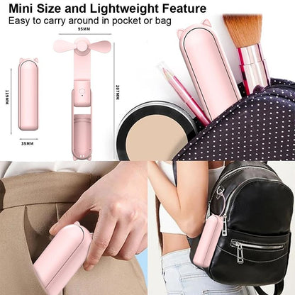 Portable USB Rechargeable Foldable Mini Handheld Fan with Power Bank