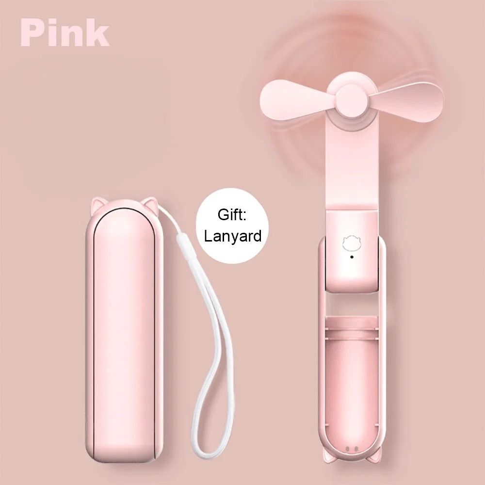 Portable USB Rechargeable Foldable Mini Handheld Fan with Power Bank