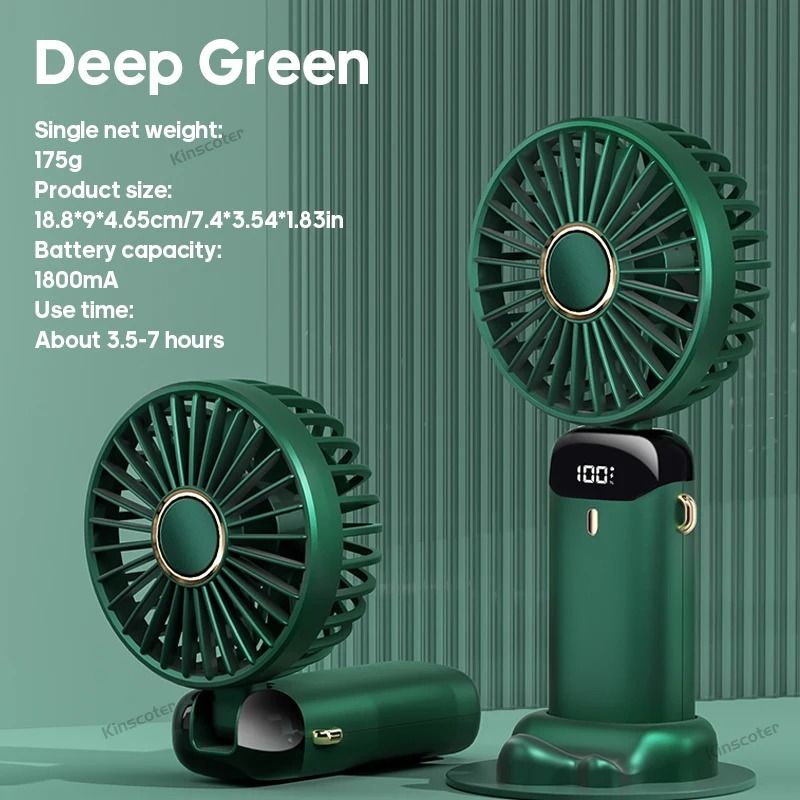 Portable USB Rechargeable Foldable Neck Handheld Mini Fan with Display