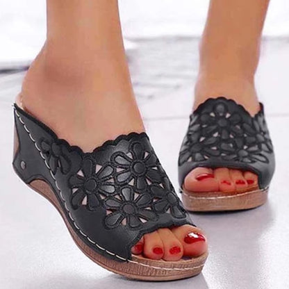 Stylish Women Shoes Sandals for Summer, Outdoor Walking Slip-On Wedge Sandals, Retro Womens Footwear & Casual Slippers