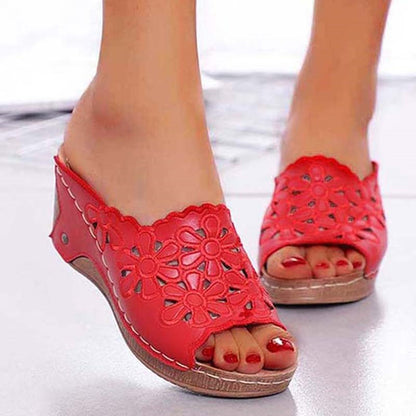 Stylish Women Shoes Sandals for Summer, Outdoor Walking Slip-On Wedge Sandals, Retro Womens Footwear & Casual Slippers