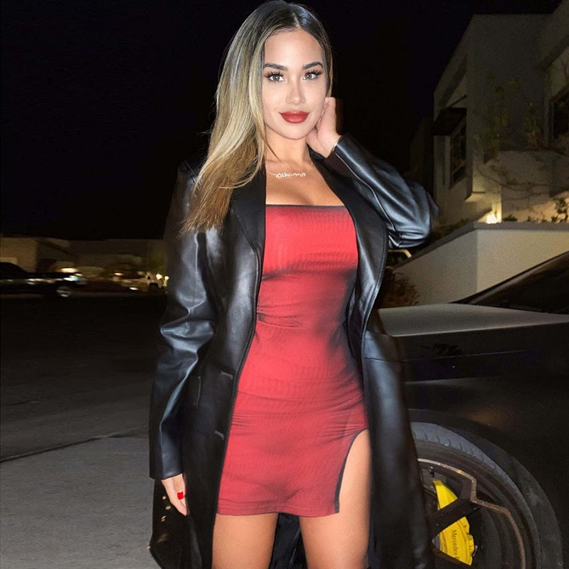 Mesh Double Layer Sexy Dress Women, Sleeveless Skinny Bodycon Party, Bandage Elastic Split Clubwear Trend