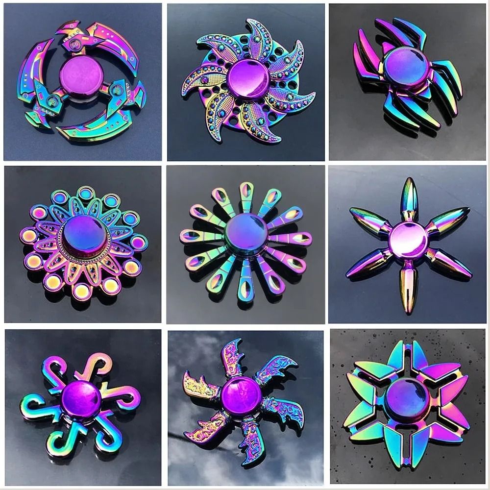 Metal Rainbow Gradient Fidget Spinner with Silent Bearing