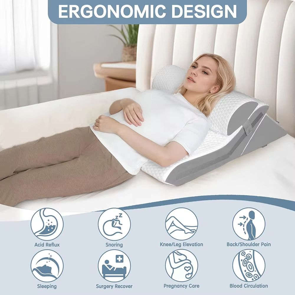 Adjustable 3-Piece Wedge Pillow Set for Sleeping, Acid Reflux, Snoring & Post-Surgery Comfort