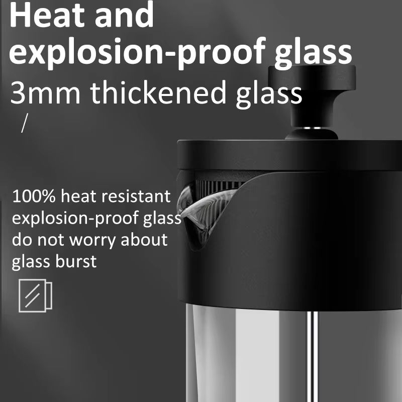 Premium Borosilicate Glass French Press Coffee Maker – Hand Brew Pot for Perfect Coffee Every Time