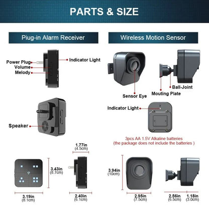 Driveway Alarm Long Range Wireless Motion Sensor System for Outdoor and Indoor Security